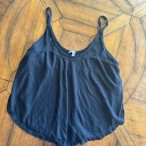 Free People Intimately Black Ribbed Flowy Tank